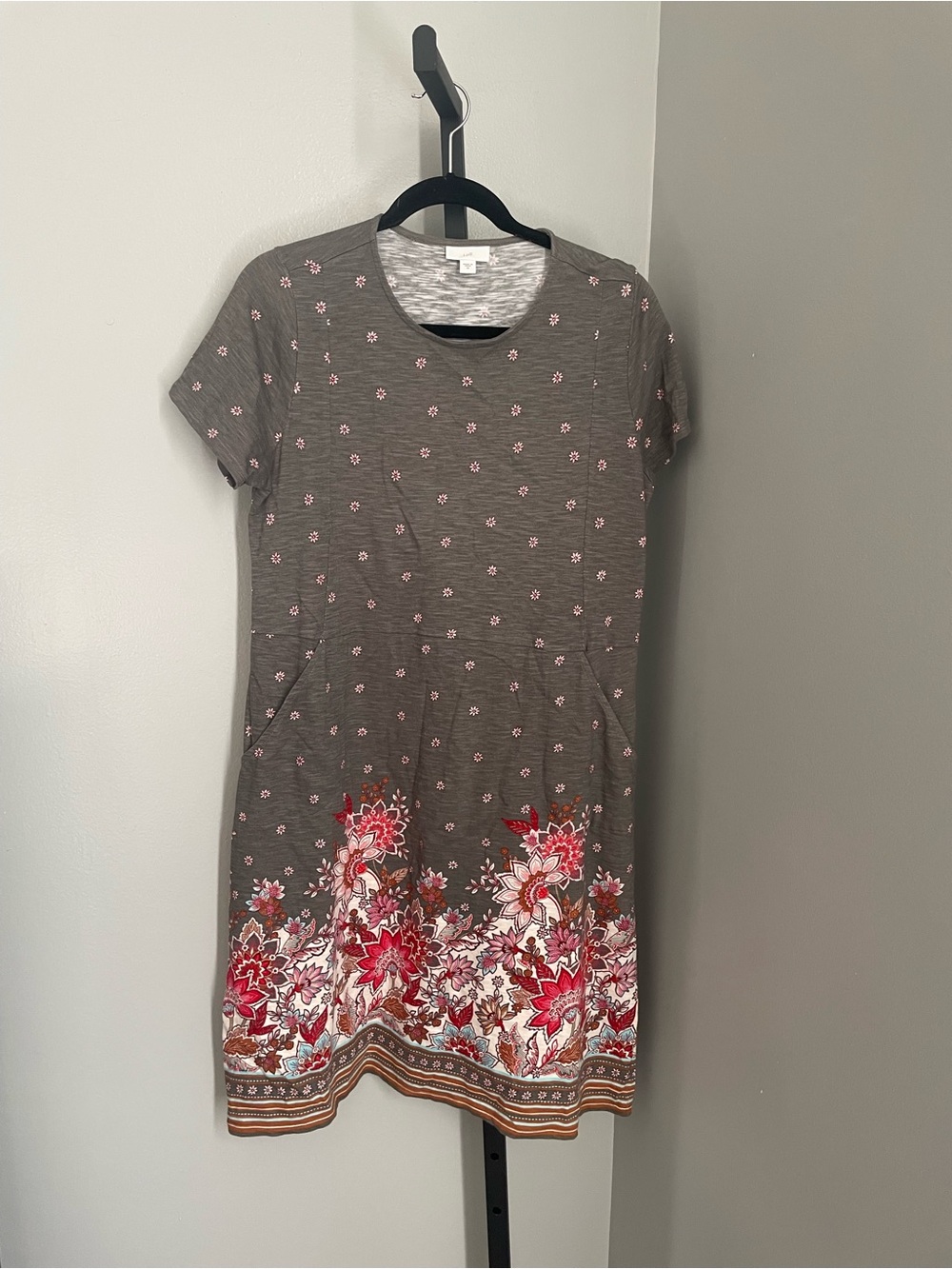 J Jill Printed T-Shirt Dress Size Medium
